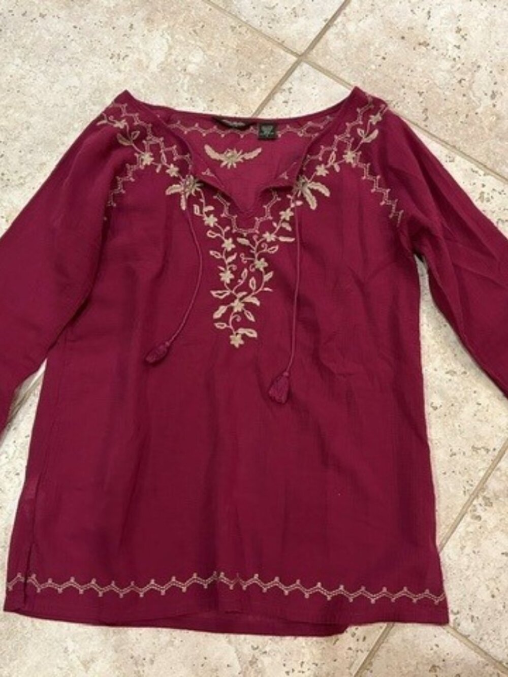 Eddie Bauer Embroidery 100% cotton long Sleeve Blouse- small-